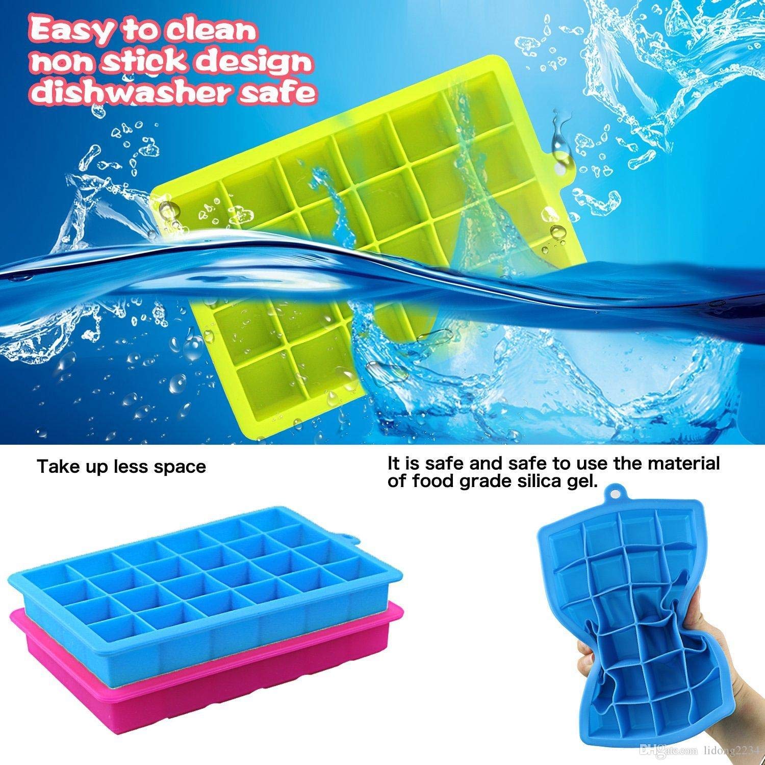 E-COSMOS Silicone Ice Cube Trays 1 Pack - 24 Cavity Per Ice Tray [Multicolor]