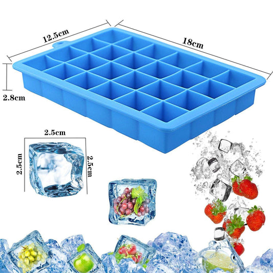 E-COSMOS Silicone Ice Cube Trays 1 Pack - 24 Cavity Per Ice Tray [Multicolor]
