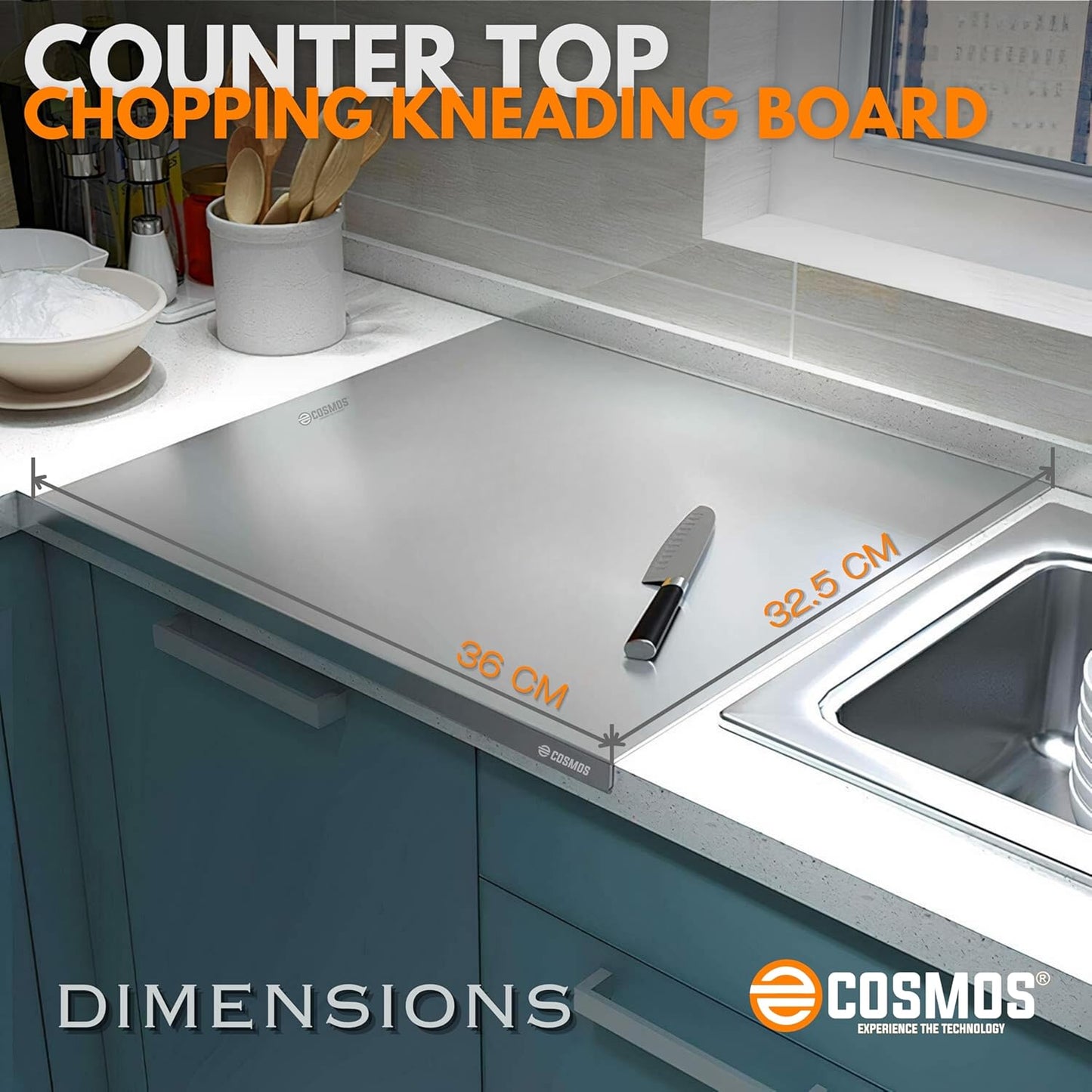 E-COSMOS Plastic Cutting/Chopping Board (Turquoise)