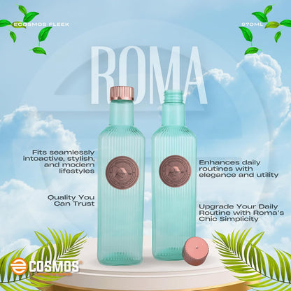 E-COSMOS 970ml Water Bottle - Reusable BPA-Free Fridge Bottle, Durable & Leak Proof for Travel & Work (Roma) (Assorted) POF 1