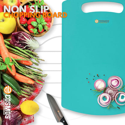 E-COSMOS Plastic Cutting/Chopping Board (Turquoise), M